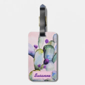 Waterverf Cactus Succulent Floral Personalized Bagagelabel (Achterkant verticaal)