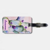 Waterverf Cactus Succulent Floral Personalized Bagagelabel (Achterkant horizontaal)