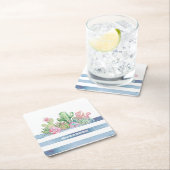 Waterverf Cactus Succulent Flowers Stripes Kartonnen Onderzetters (Insitu)