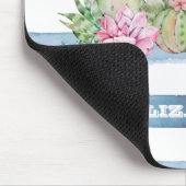 Waterverf Cactus Succulent Flowers Stripes Muismat (Hoek)