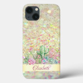 Waterverf Cactus, Succulent Glitter Bokeh Case-Mate iPhone Case (Achterkant)