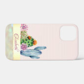 Waterverf Cactus, Succulent Pink Stripe Case-Mate iPhone Case (Achterkant (horizontaal))