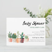 Waterverf Cactus & Succulent Pots Baby shower Kaart (Staand voorkant)