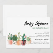 Waterverf Cactus & Succulent Pots Baby shower Kaart (Voorkant / Achterkant)