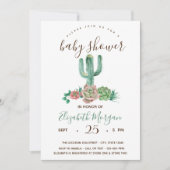 Waterverf Cactus Succulent Stip Baby shower Kaart (Voorkant)