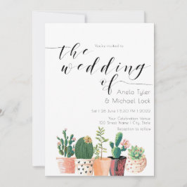 Waterverf Cactus Succulent Typografie Bruiloft Kaart