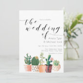 Waterverf Cactus Succulent Typografie Bruiloft Kaart (Staand voorkant)