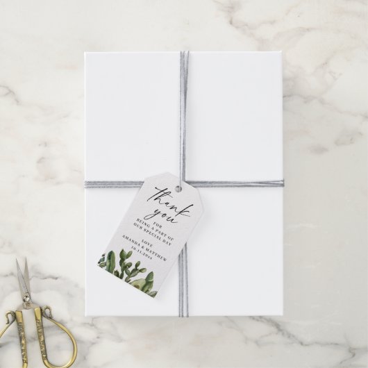 Waterverf Cactus Succulent Wedding Bedankt Cadeaulabel (Met Touw)
