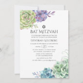 Waterverf Cactus Succulenten Bat Mitzvah Kaart (Voorkant)