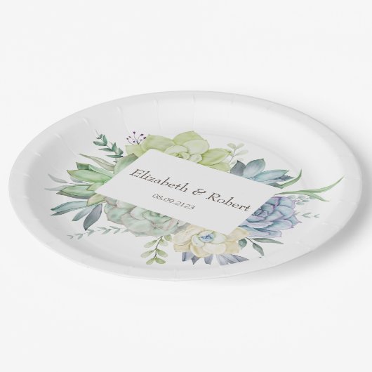 Waterverf Cactus Succulenten Papieren Bordje (Gekanteld)