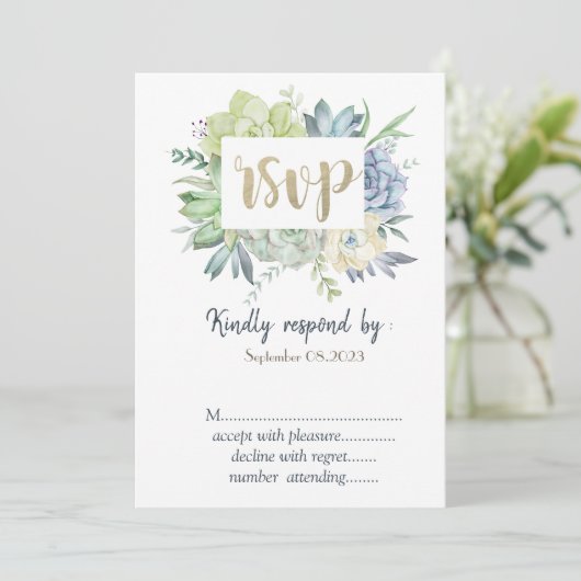 Waterverf Cactus Succulenten Polka Dots RSVP Kaart (Staand voorkant)