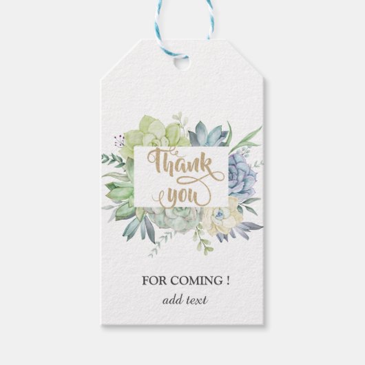 Waterverf Cactus Succulenten Stippen Cadeaulabel (Voorkant)