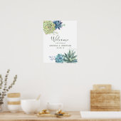 Waterverf Cactus Succulenten Trouw Welkom Poster (Keuken)