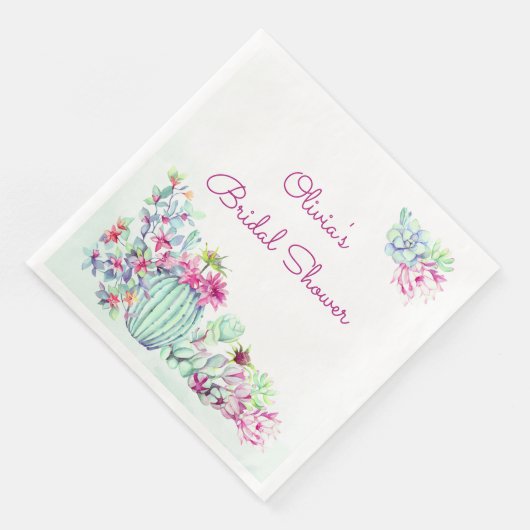 Waterverf Cactus & Succulenten Vrijgezellenfeest Servet (Hoek)