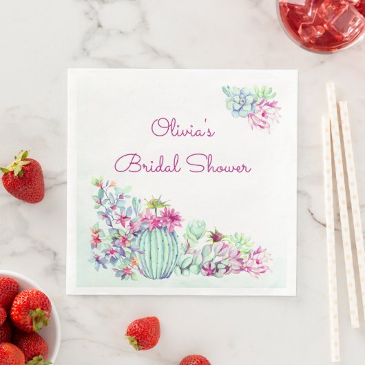 Waterverf Cactus & Succulenten Vrijgezellenfeest Servet (Insitu)