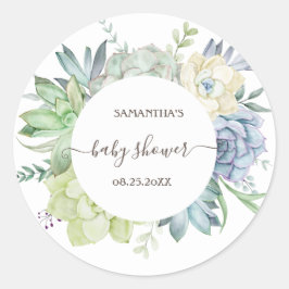 Waterverf Cactus Succulents Baby shower Ronde Sticker