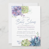 Waterverf Cactus Succulents Baby shower Uitnodigen Kaart (Voorkant)