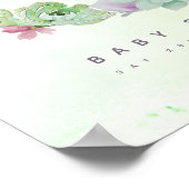 Waterverf Cactus Succulents Baby shower Welkom Poster (Hoek)