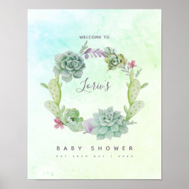 Waterverf Cactus Succulents Baby shower Welkom Poster