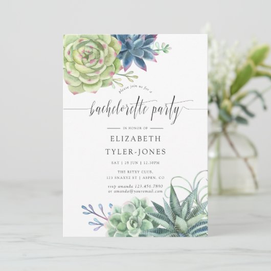 Waterverf Cactus Succulents Bachelorette Party Kaart (Staand voorkant)