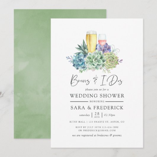 Waterverf Cactus Succulents Brews and I Dos Kaart (Voorkant / Achterkant)