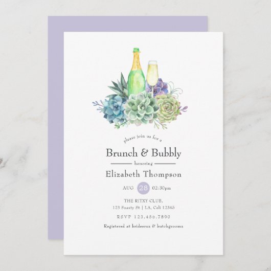 Waterverf Cactus Succulents Brunch and Bubble Kaart (Voorkant / Achterkant)