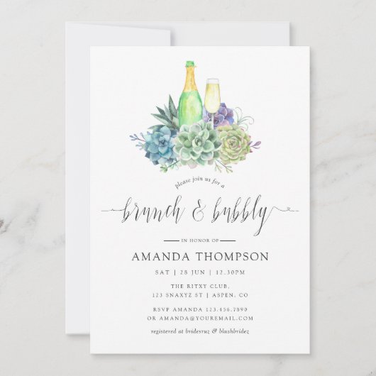 Waterverf Cactus Succulents Brunch and Bubble Kaart (Voorkant)