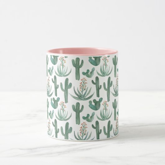 Waterverf Cactus & Succulents Desert Pattern Pink Mok (Midden)