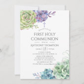 Waterverf Cactus Succulents First Heilige Communie Kaart (Voorkant)