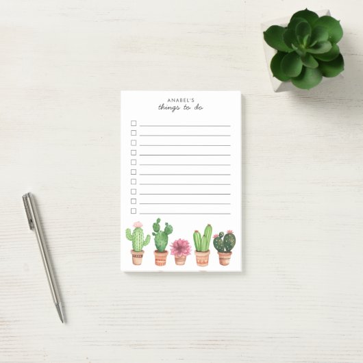 Waterverf Cactus Succulents Floral Blush Post-it® Notes (Kantoor)