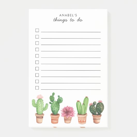 Waterverf Cactus Succulents Floral Blush Post-it® Notes (Voorkant)
