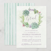 Waterverf Cactus Succulents Graduation Party Kaart (Voorkant / Achterkant)