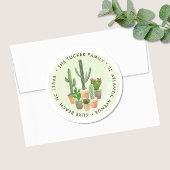 Waterverf Cactus Succulents Pots Return Address C Ronde Sticker