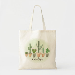 Waterverf Cactus Succulents Potted Planten Modern Tote Bag