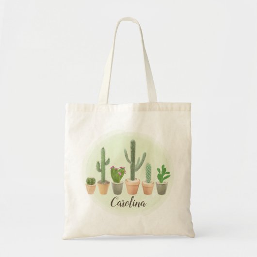 Waterverf Cactus Succulents Potted Planten Modern Tote Bag (Voorkant)