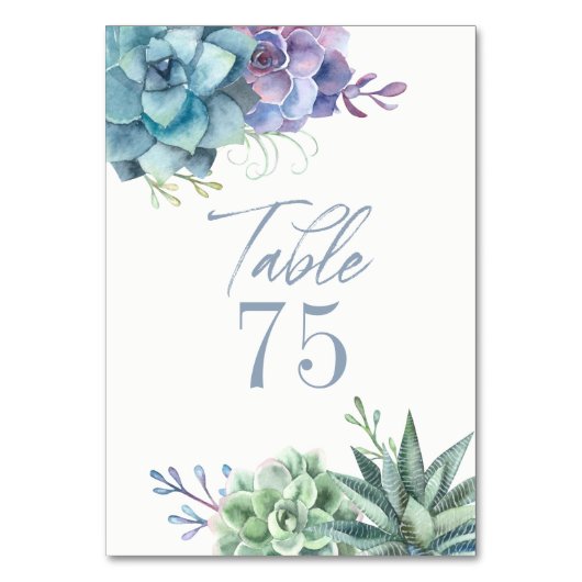 Waterverf Cactus Succulents Table Number Kaart (Voorkant)