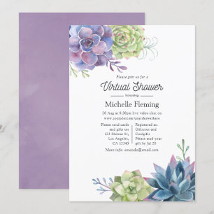 Waterverf Cactus Succulents Virtual Baby shower Kaart