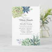 Waterverf Cactus Succulents Virtual Baby shower Kaart (Staand voorkant)