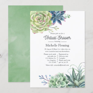 Waterverf Cactus Succulents Virtual Baby shower Kaart