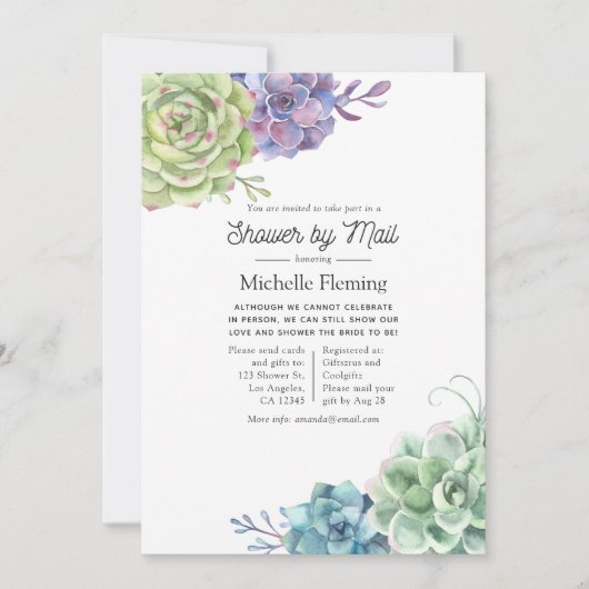 Waterverf Cactus Succulents Vrijgezellenfeest by M Kaart (Voorkant)