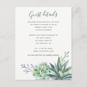 Waterverf Cactus Succulents Wedding Guest Details Informatiekaartje