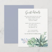 Waterverf Cactus Succulents Wedding Guest Details Informatiekaartje (Voorkant / Achterkant)