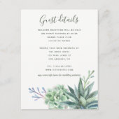 Waterverf Cactus Succulents Wedding Guest Details Informatiekaartje (Voorkant)