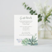 Waterverf Cactus Succulents Wedding Guest Details Informatiekaartje (Staand voorkant)