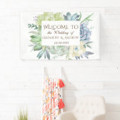 Waterverf Cactus Succulents Wedding Spandoek (Insitu)