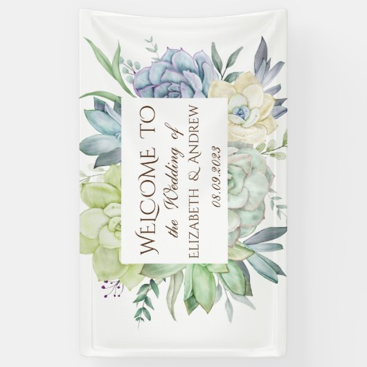Waterverf Cactus Succulents Wedding Spandoek (Verticaal)