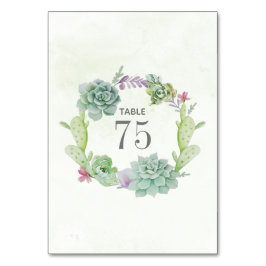 Waterverf Cactus Succulents Wedding Table Number Kaart
