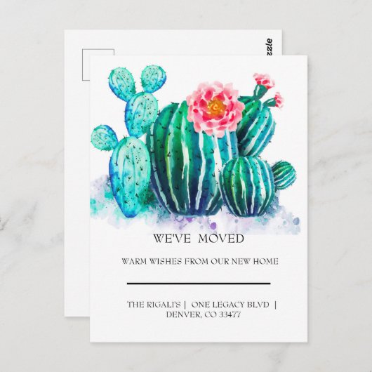 waterverf Cactus thuisbeweging Briefkaart (Voorkant / Achterkant)