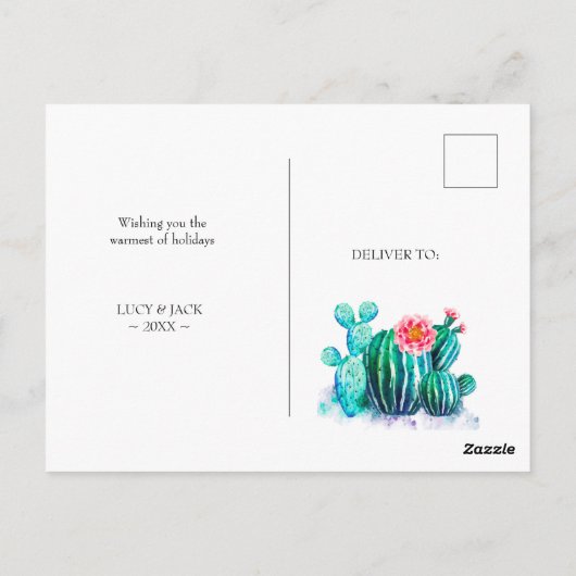 waterverf Cactus thuisbeweging Briefkaart (Achterkant)