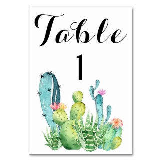 Waterverf Cactus Trouw Tafel Nummerkaart Kaart